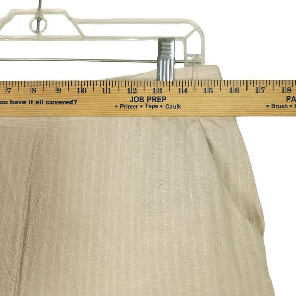 Ellen Tracy Pants Womens M Beige Striped Cropped Wide Leg 100% Linen Lagenlook - Picture 9 of 12
